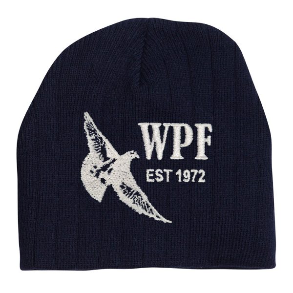 Cable Knit Beanie With Fleece Head Band (Navy)